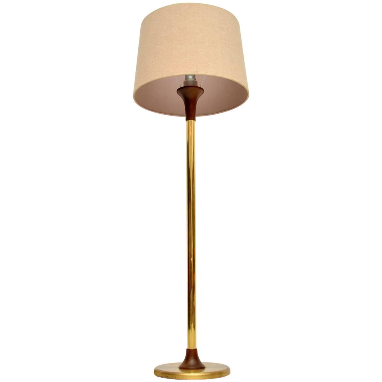 1960s Vintage Brass and Wenge Floor Lamp