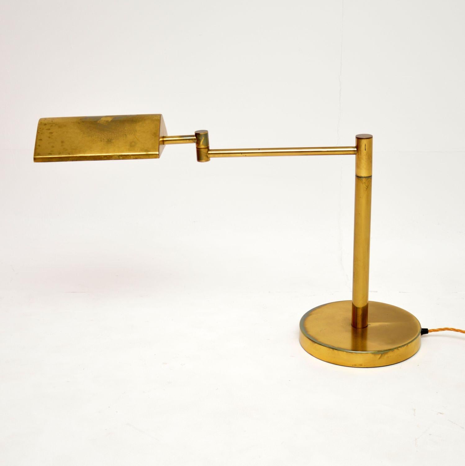 1960's Vintage Brass Desk Lamp In Good Condition For Sale In London, GB