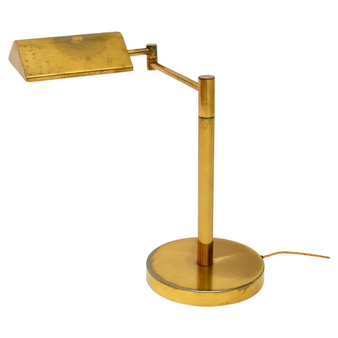 1960's Vintage Brass Desk Lamp For Sale