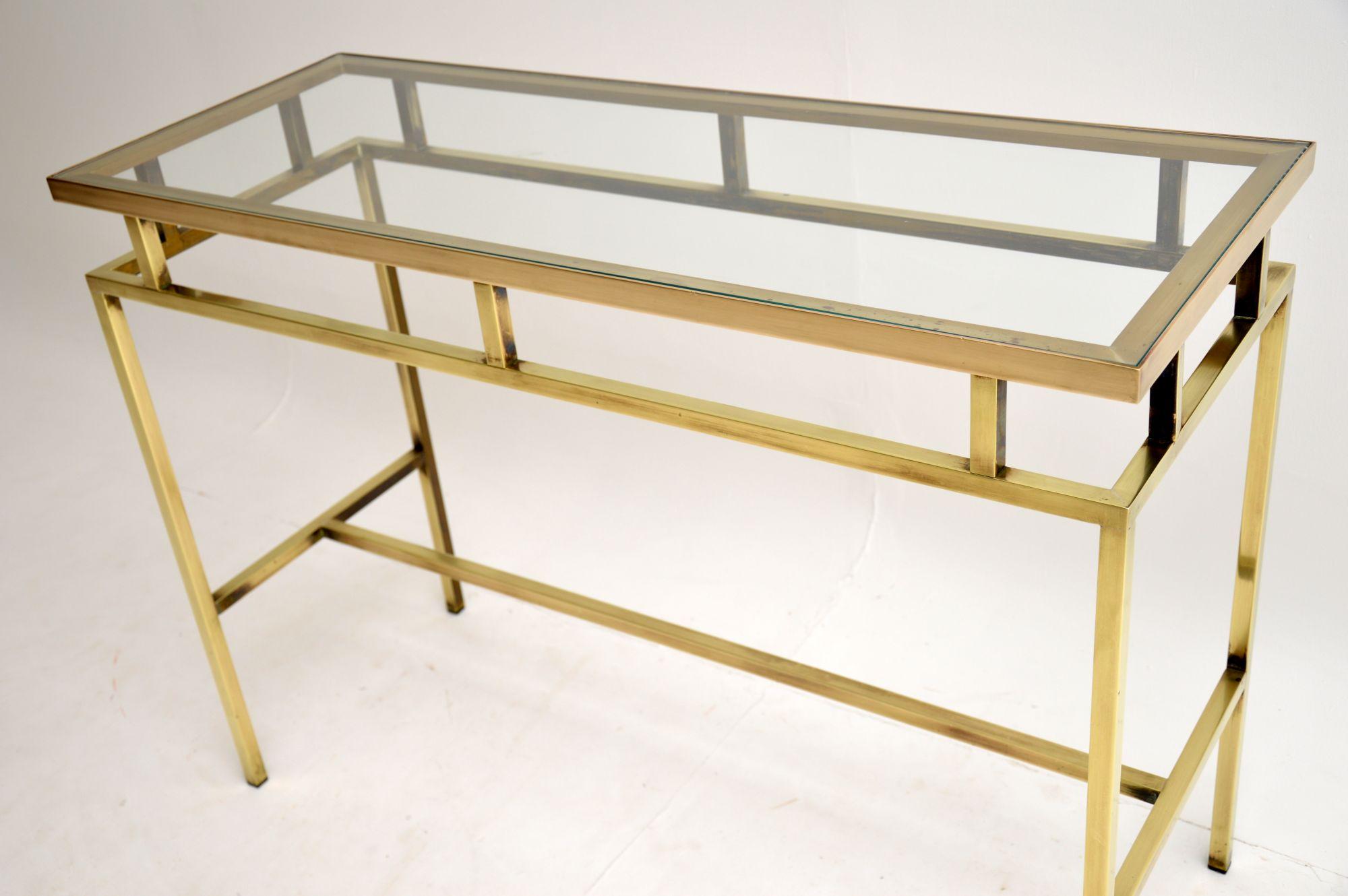 1960’s Vintage Brass and Glass Console Table 2