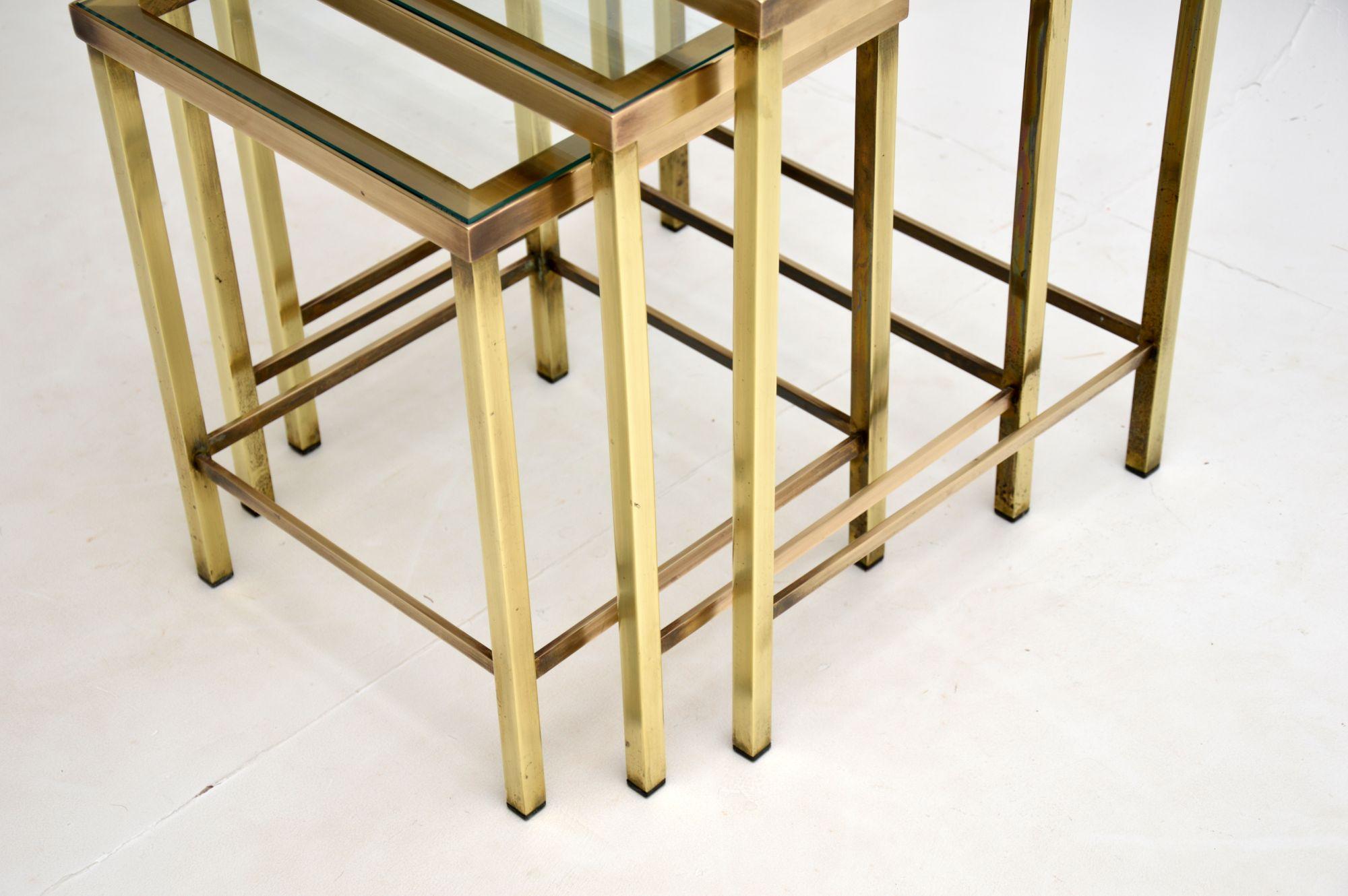 1960’s Vintage Brass & Glass Nest of Tables 6