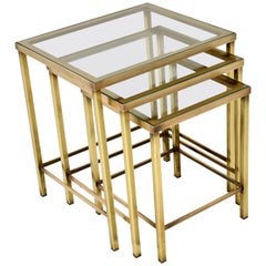 1960’s Vintage Brass & Glass Nest of Tables