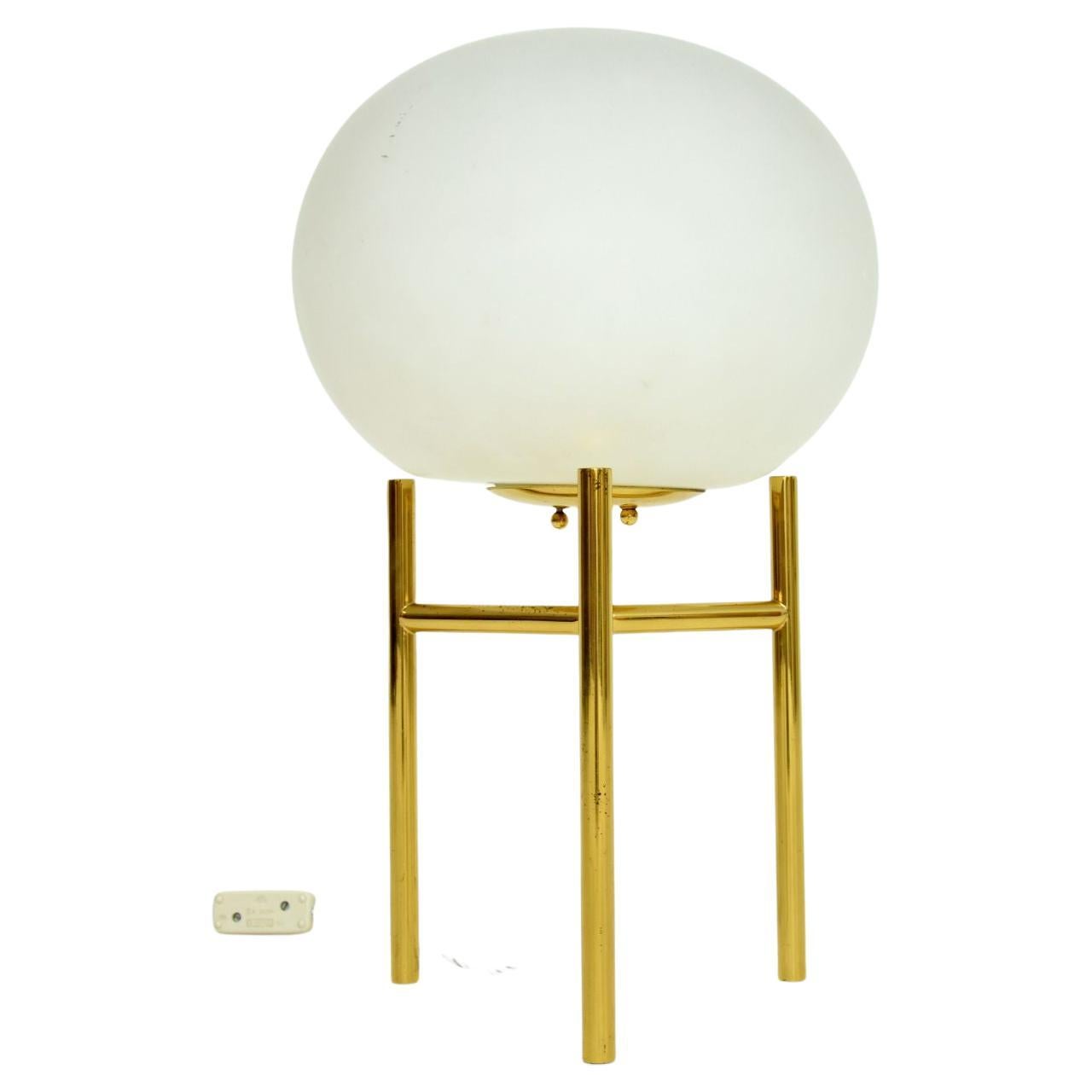 Lampe de table vintage en laiton et verre des années 1960