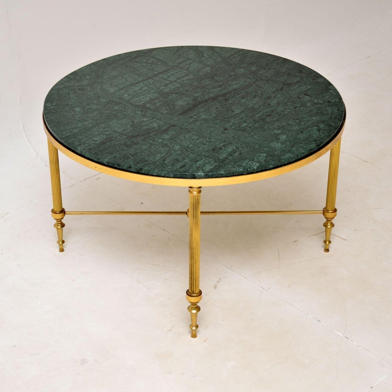 1960s Vintage Brass and Marble Coffee Table For Sale at 1stDibs