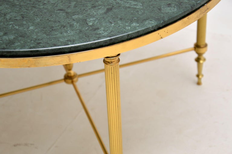 1960s Vintage Brass and Marble Coffee Table For Sale at 1stDibs