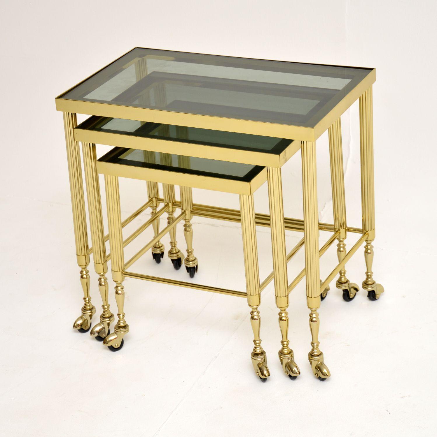 Mid-Century Modern 1960's Vintage Brass Nest of Tables For Sale