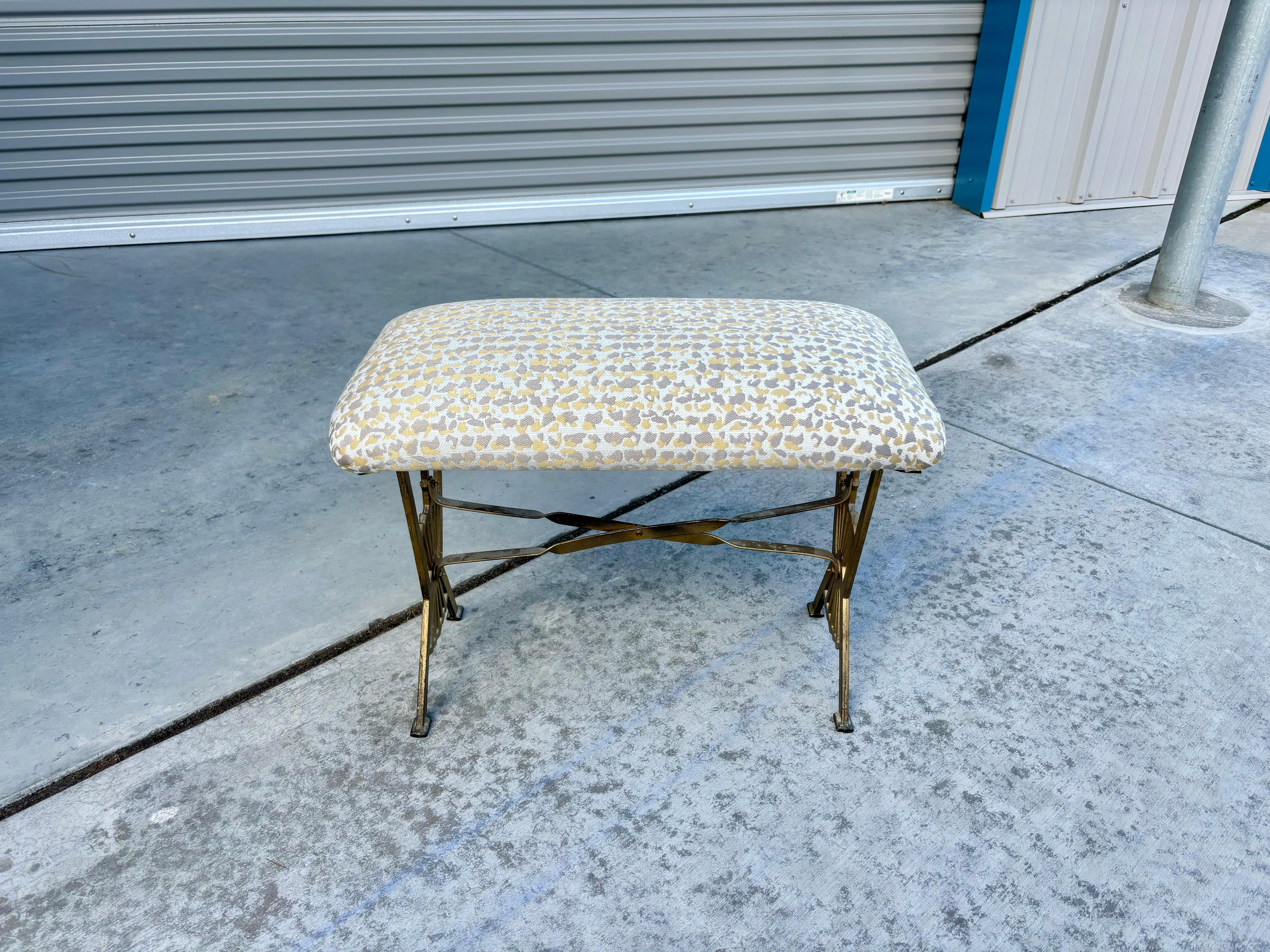 1960s Vintage Brass Ottoman In Good Condition For Sale In North Hollywood, CA