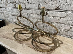1960s Hollywood Regency Mid Century Vintage Brass Spiral Lamps - a Pair