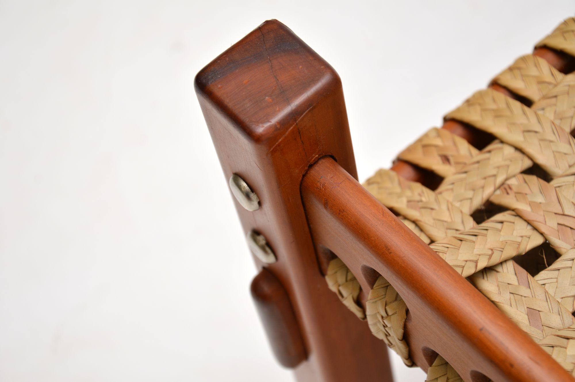 Wood 1960's Vintage Brazilian Woven Stool