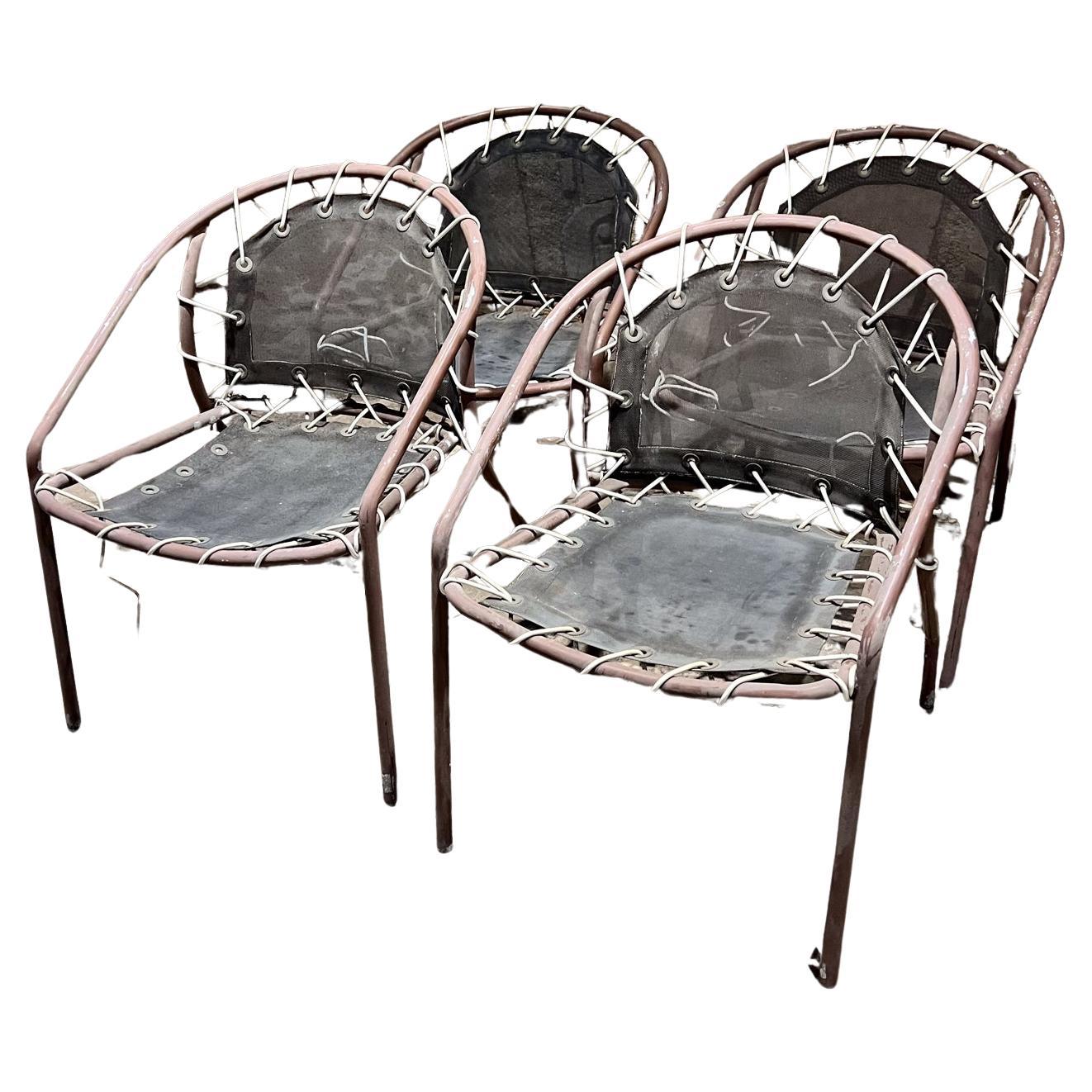 Set di quattro sedie da patio Brown Jordan vintage del 1960