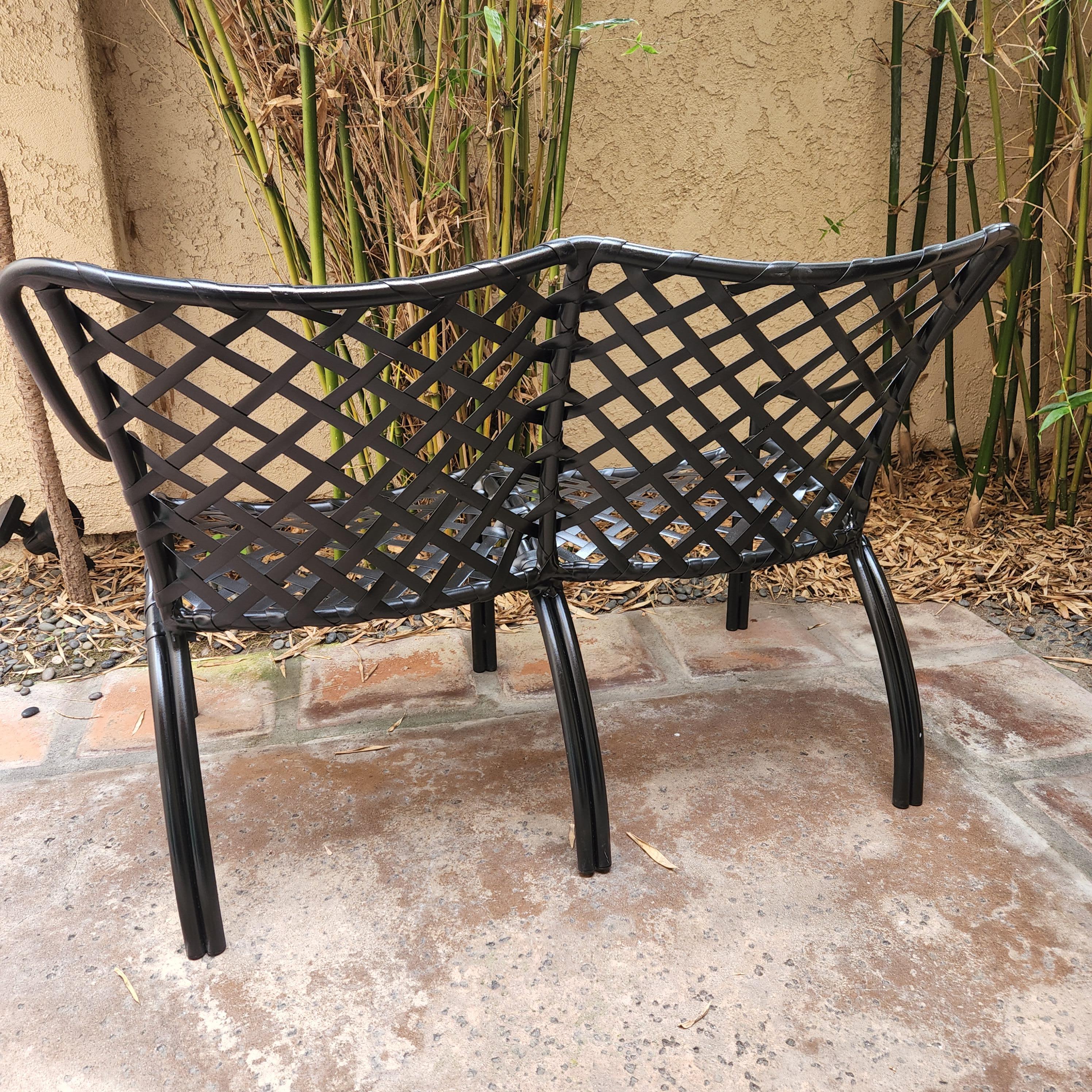 Aluminum 1960s Brown Jordan Black Loveseat Settee Tamiami