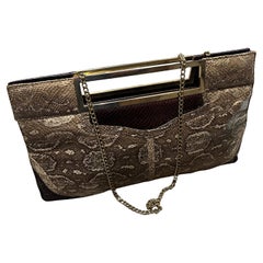 1960s Vintage Brown Leather and Brass Italian Shoulder Bag