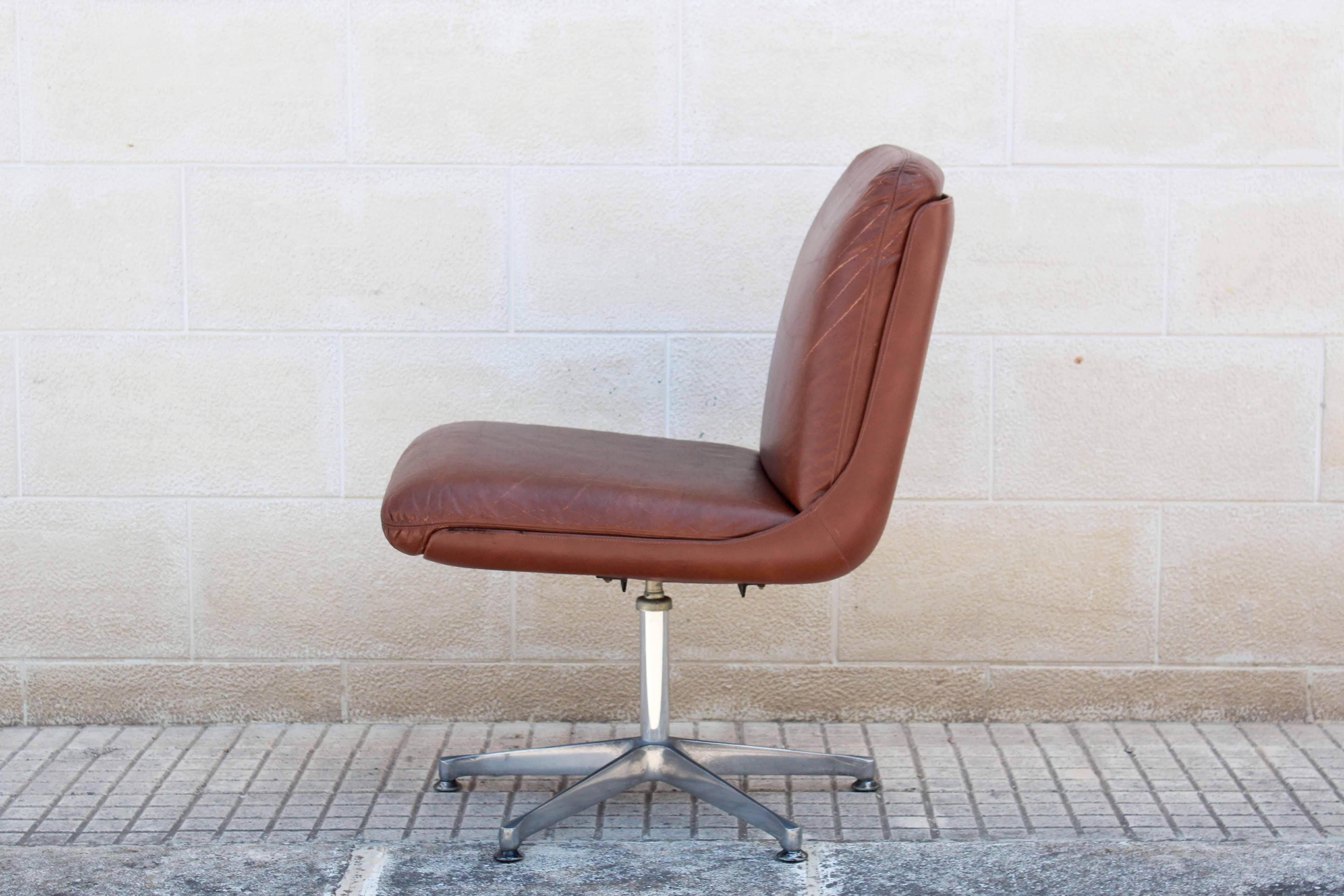 vintage brown leather office chair