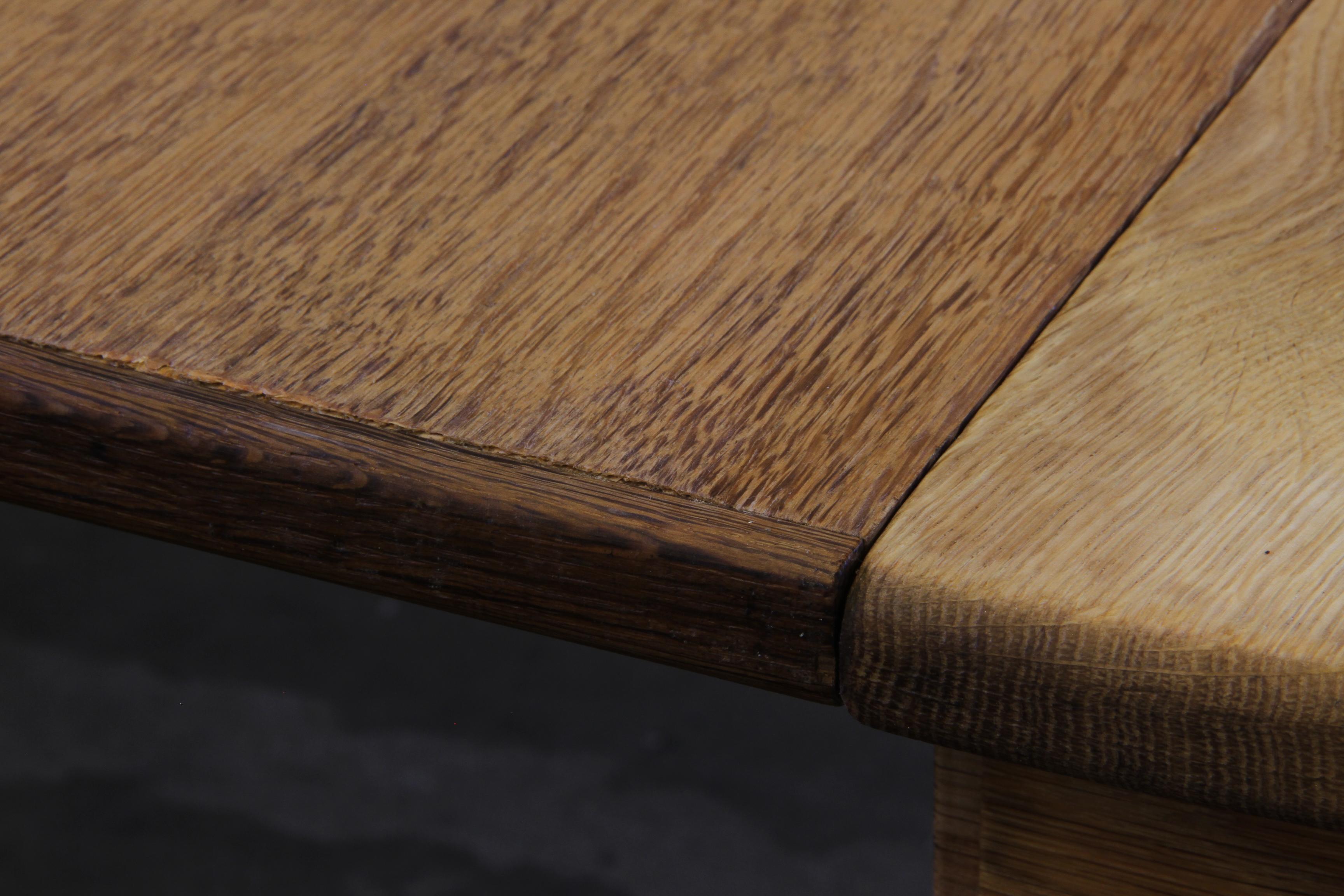 1960s Vintage Brutalist Danish Extending Oak Dining table style Henning Kjærnulf For Sale 7