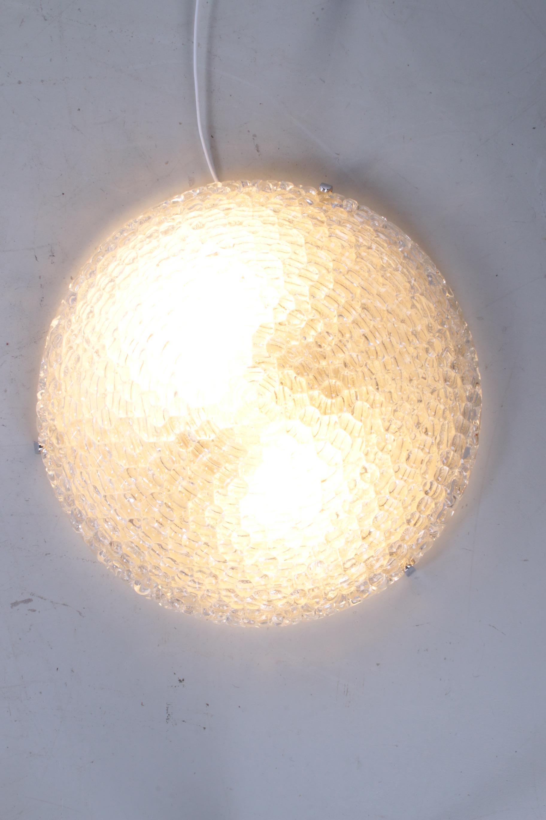 Mid-Century Modern 1960s Vintage Bubble Glass Ceiling Lamp with Chrome