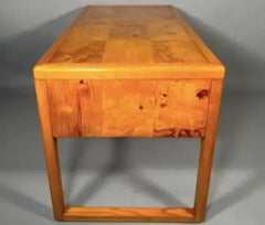 1960s Vintage Burl Wood Campaign Desk From Sligh Furniture