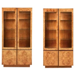 1960s Vintage Burl Wood Display Cases by Lane, a Pair