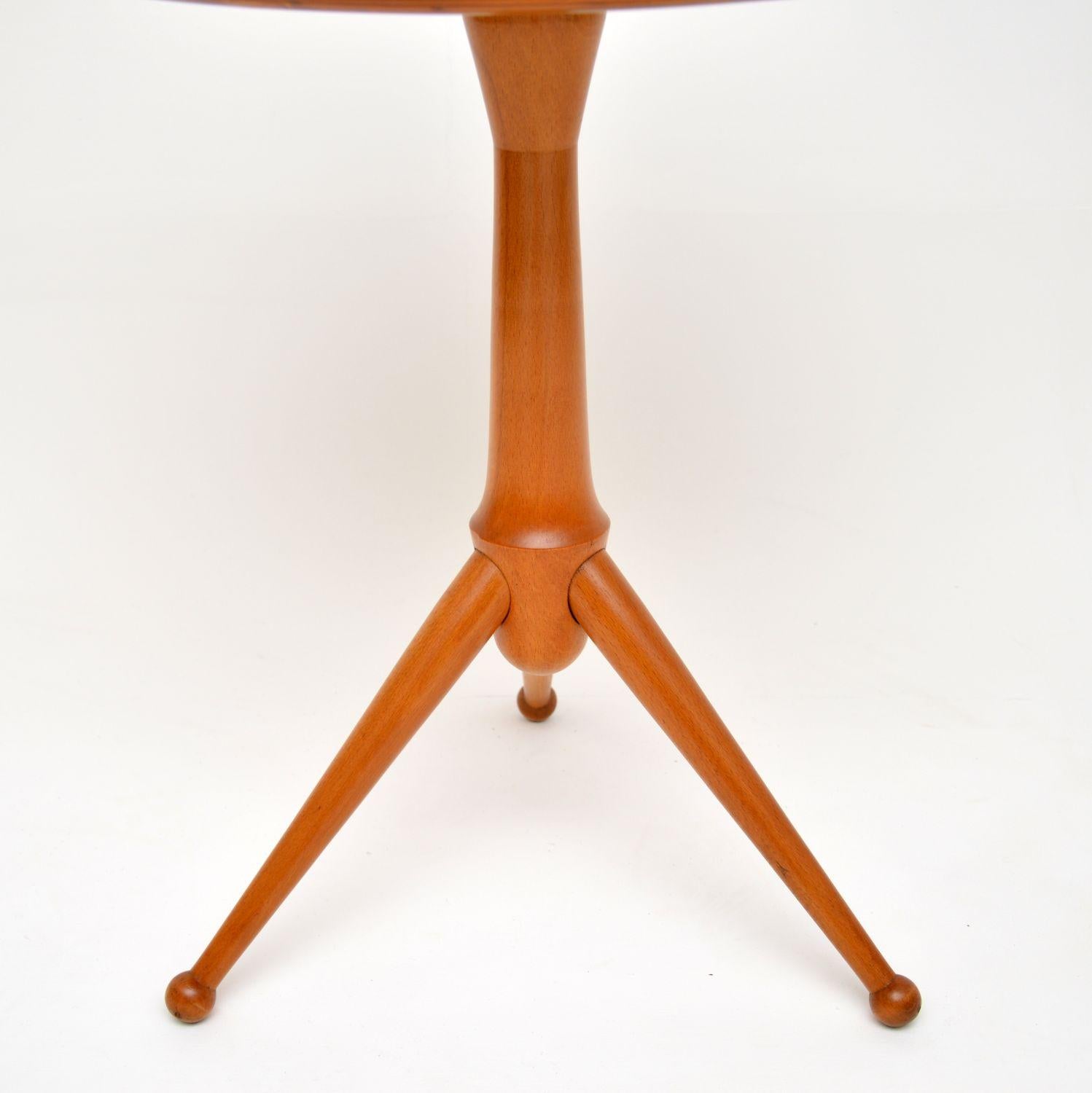 Mid-20th Century 1960s Vintage Burr Maple Tripod Side Table