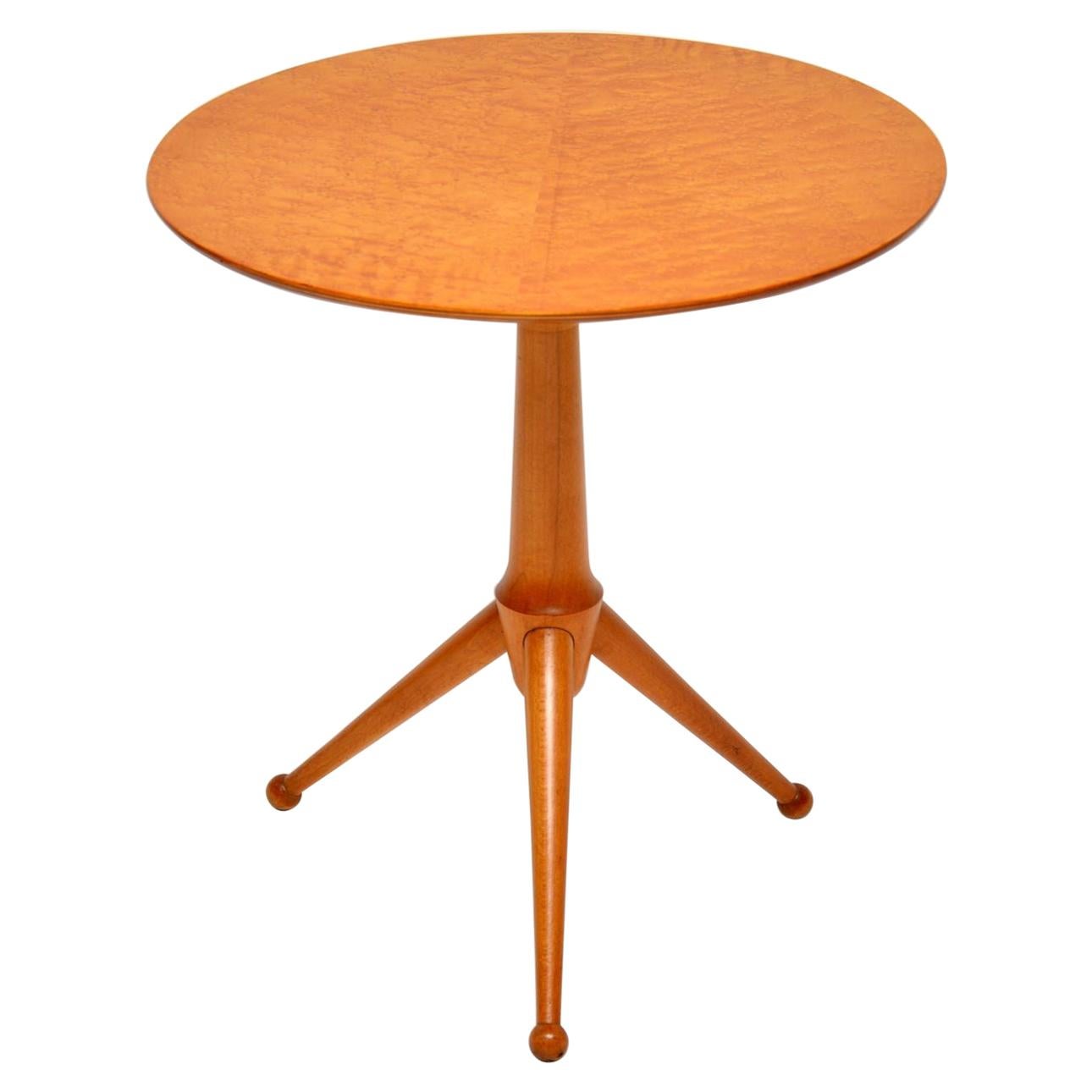 1960s Vintage Burr Maple Tripod Side Table