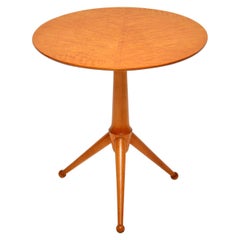 1960s Vintage Burr Maple Tripod Side Table