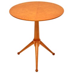 1960s Vintage Burr Maple Tripod Side Table