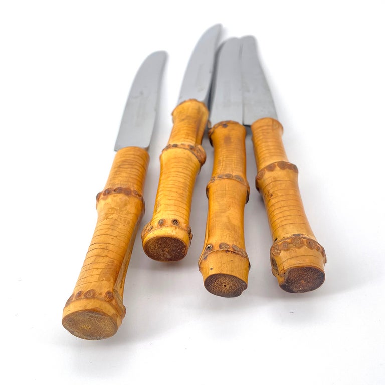 1960s Vintage Cabin Modern Midcentury Hamono Matsuri Japanese Flatware Set of 4 at 1stDibs