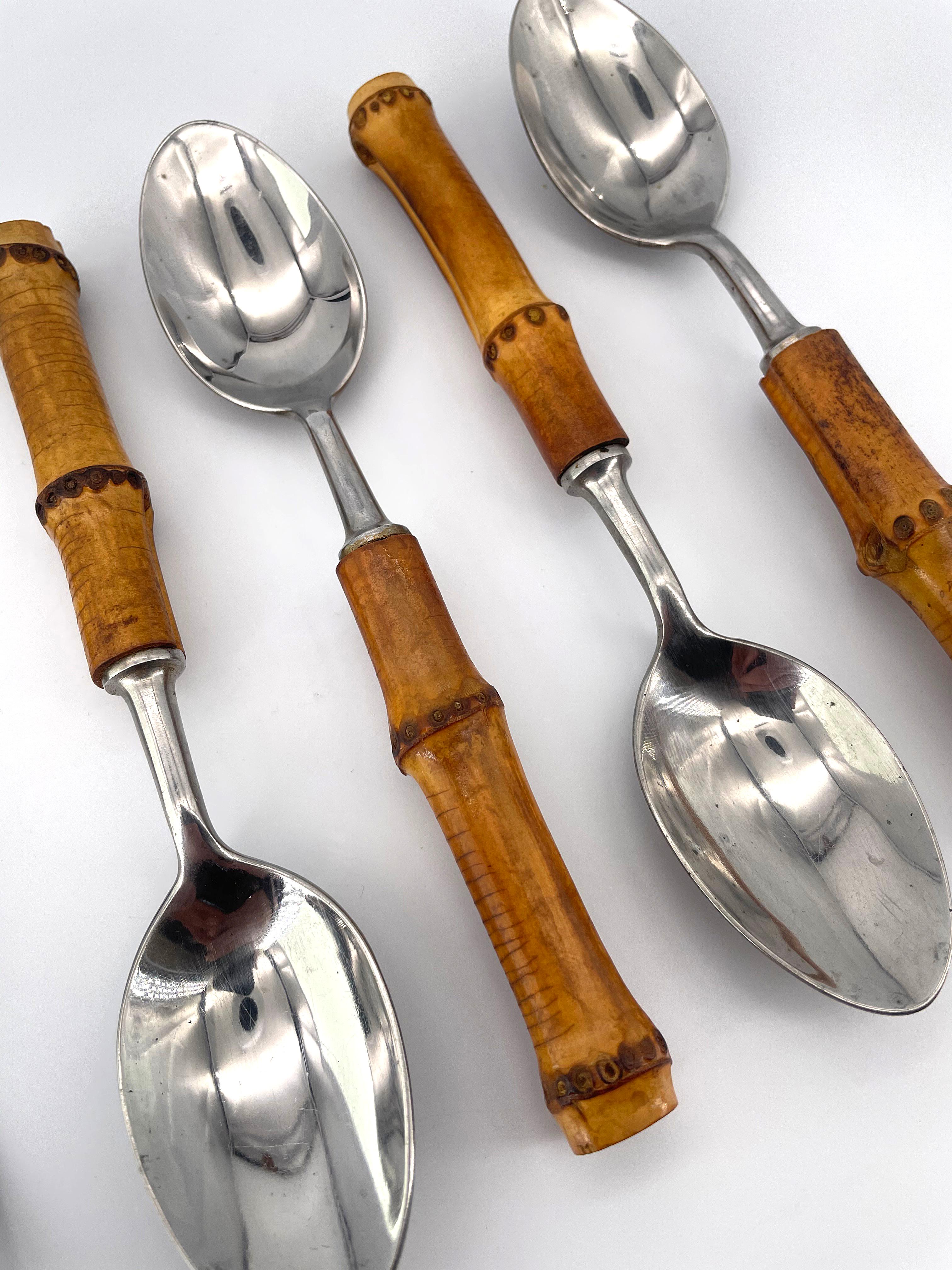 Mid-Century Modern 1960s Vintage Cabin Modern Midcentury Hamono Matsuri Japanese Flatware Set of 4