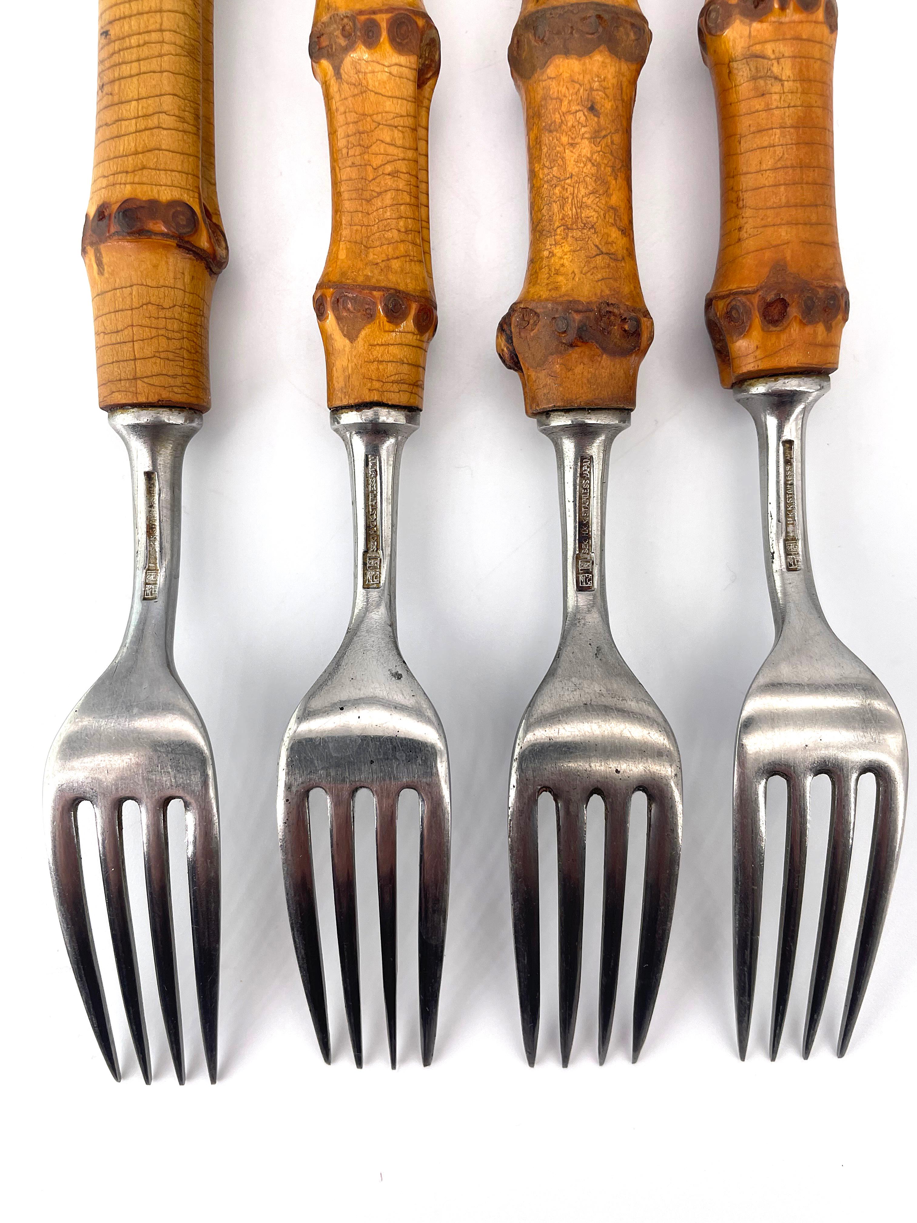 Mid-20th Century 1960s Vintage Cabin Modern Midcentury Hamono Matsuri Japanese Flatware Set of 4