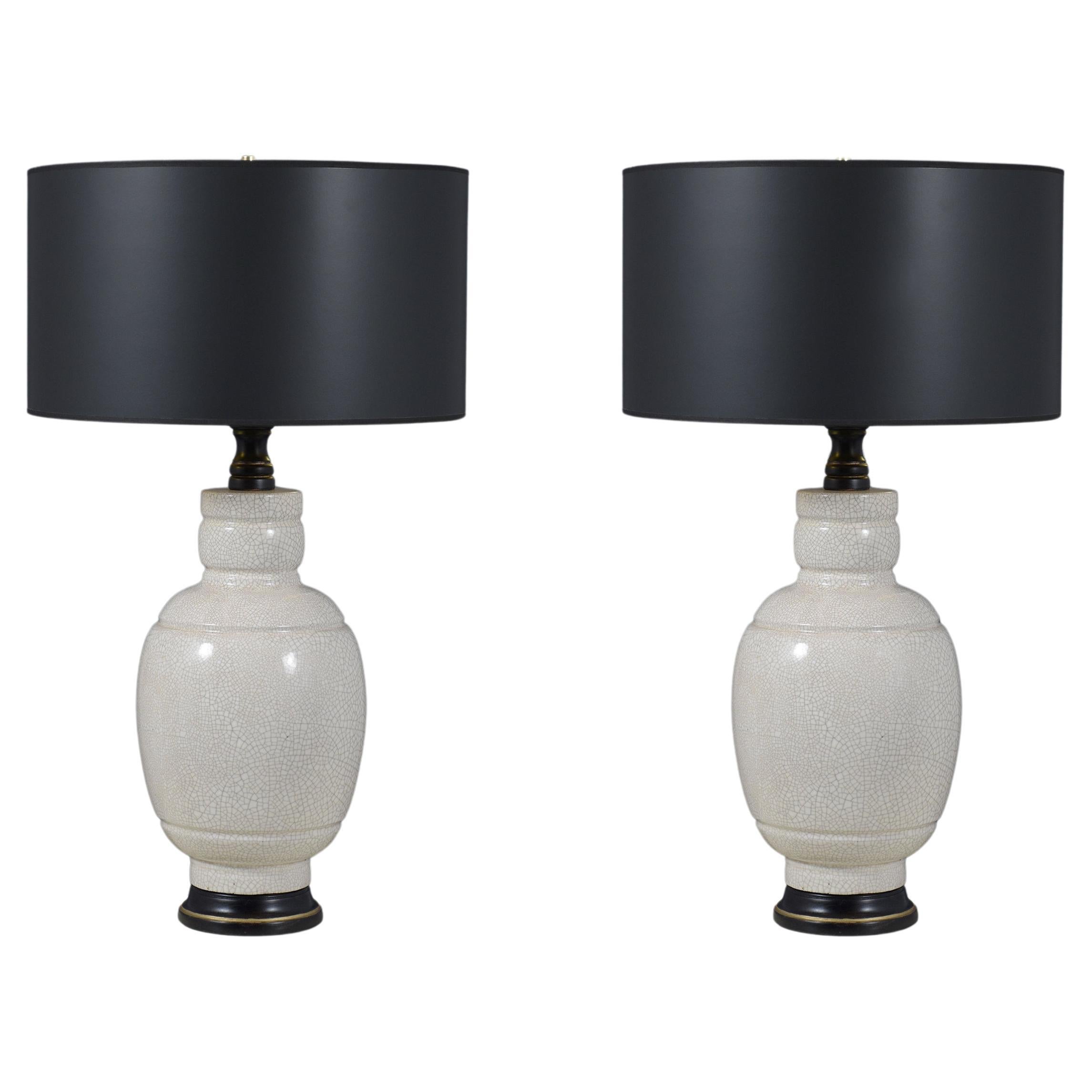 1960s Vintage Ceramic Table Lamps: Restored Elegance Meets Modern Chic For Sale