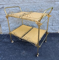 1960s Vintage Cesare Lacca Style Rolling and Folding 4-Tray Bar Cart