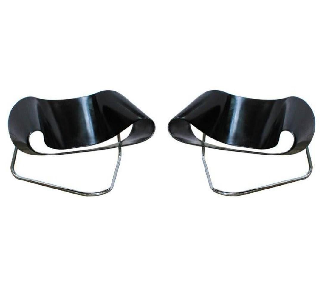 20th Century 1960s, Vintage Cesare Leonardi Ribbon Chairs, Set of 2 For Sale