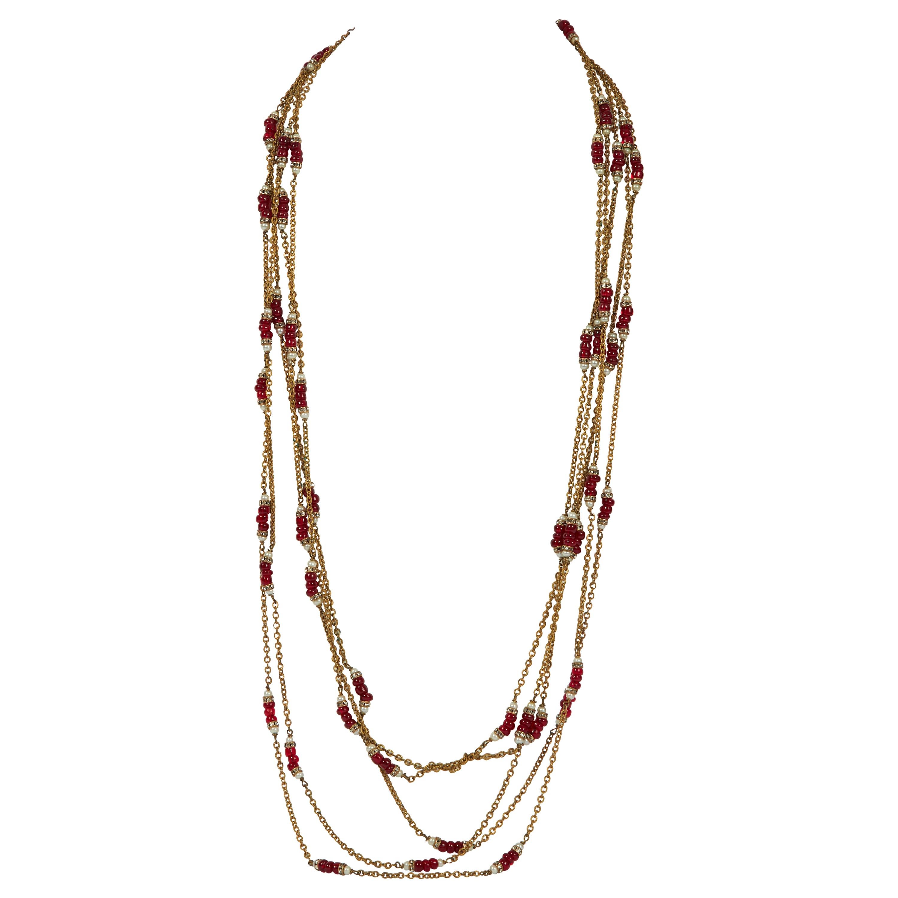 1960s Vintage Chanel Gripoix 5-Strand Necklace For Sale
