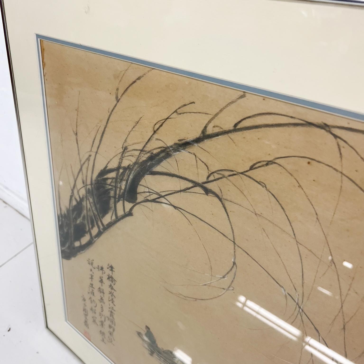 Chinesische Vintage-Wandkunst, Yang Chun Floods, Fischer in Boot, 1960er Jahre (Mitte des 20. Jahrhunderts) im Angebot