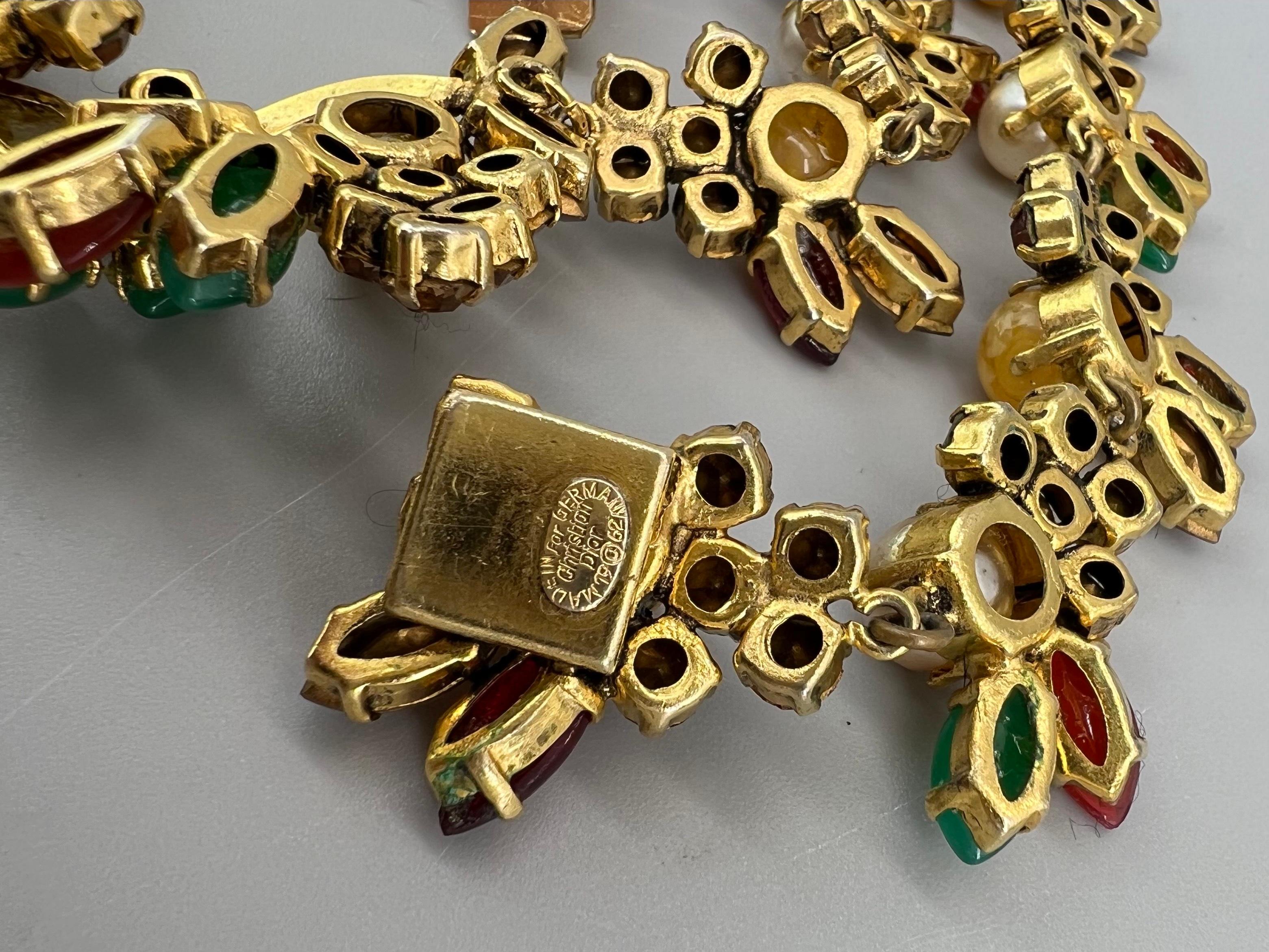 Metal 1960s Vintage Christian Dior Bejeweled Set Necklace Earring Bijoux Haute Couture