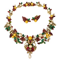1960er Jahre Vintage Christian Dior Juwelenbesetzter Set Halskette Ohrring Bijoux Haute Couture