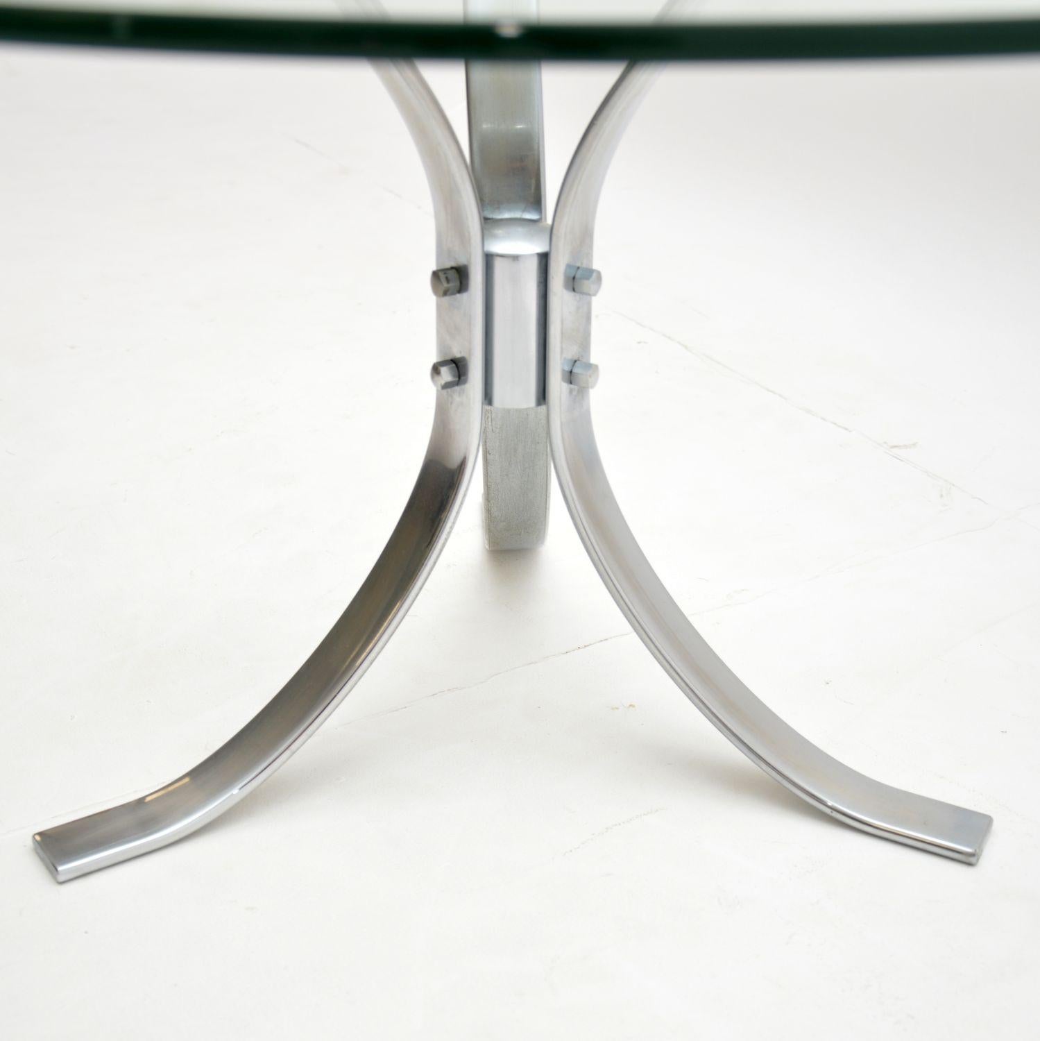 Mid-Century Modern 1960s Vintage Chrome and Glass Coffee Table