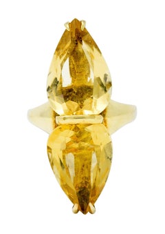 1960's Vintage Citrine 18 Karat Gold Italian Gemstone Ring