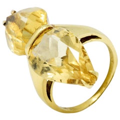 1960's Vintage Citrine 18 Karat Gold Italian Gemstone Ring