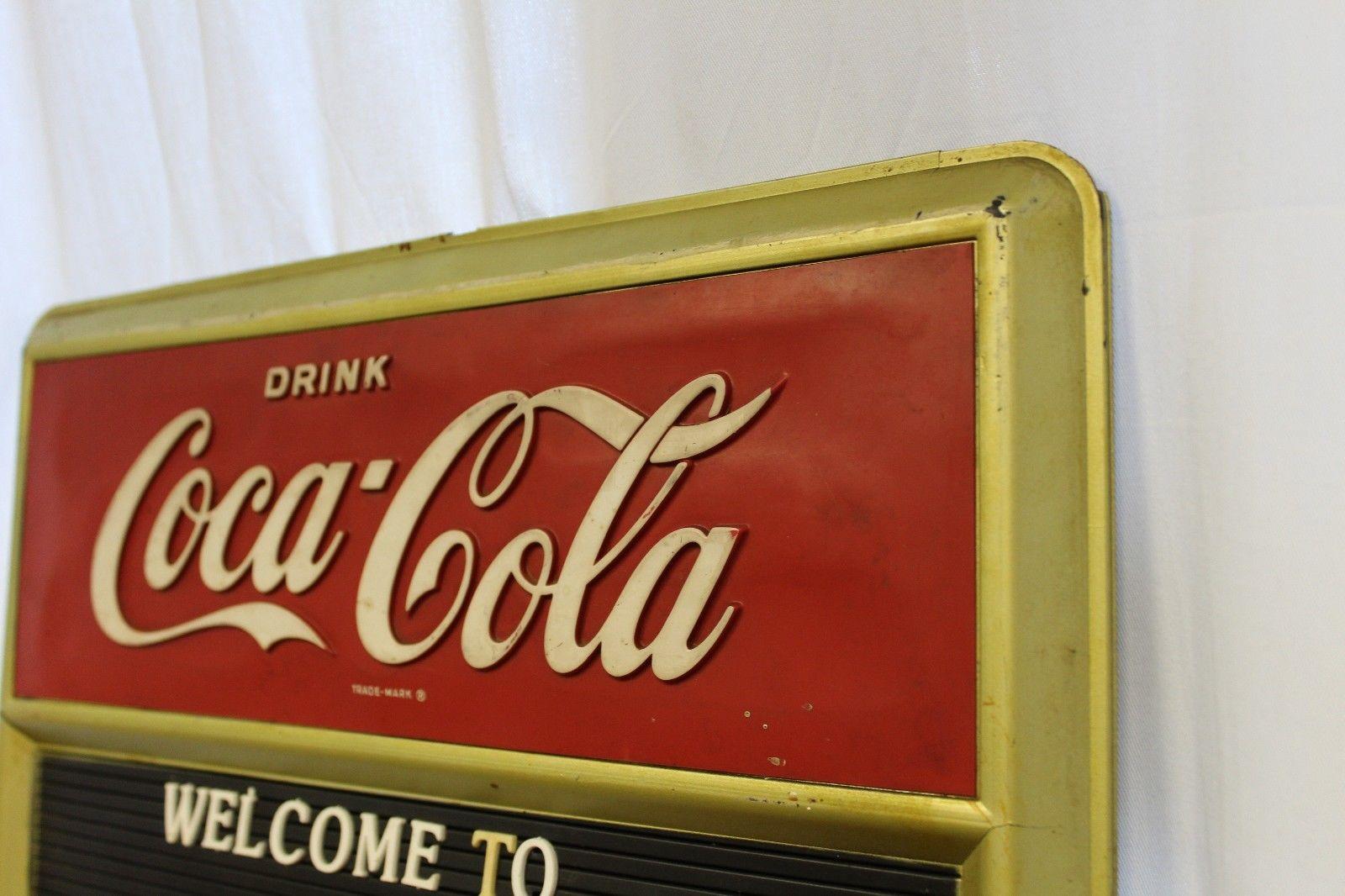 American 1960s Vintage Coca-Cola Masonite Plastic Menu Board For Sale