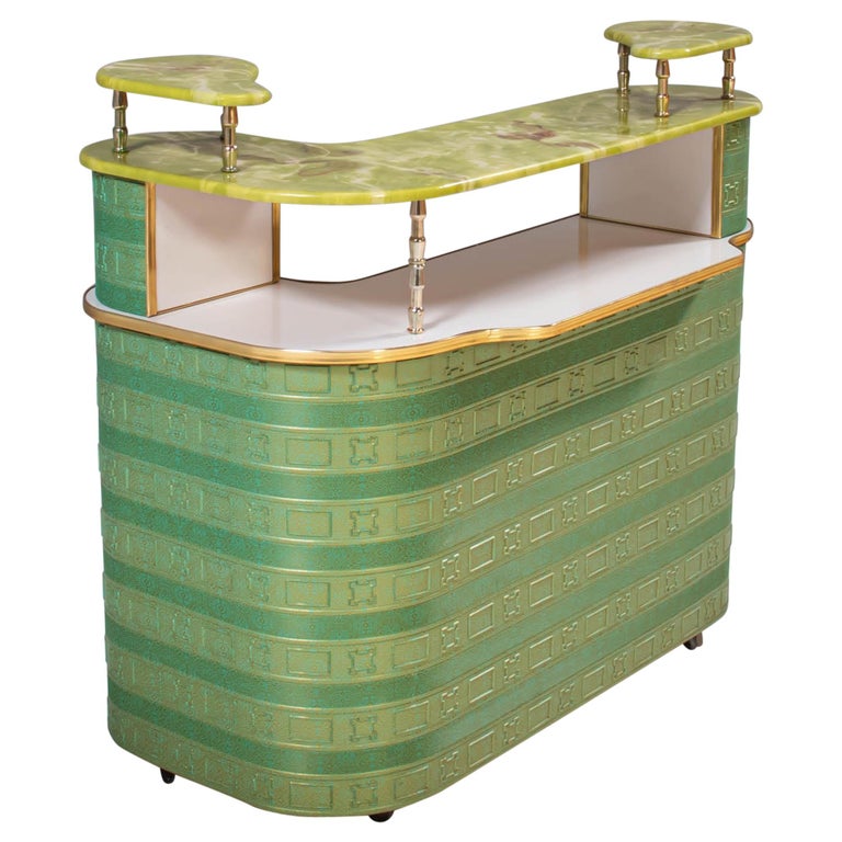 1960's Vintage Cocktail Bar in striking green For Sale at