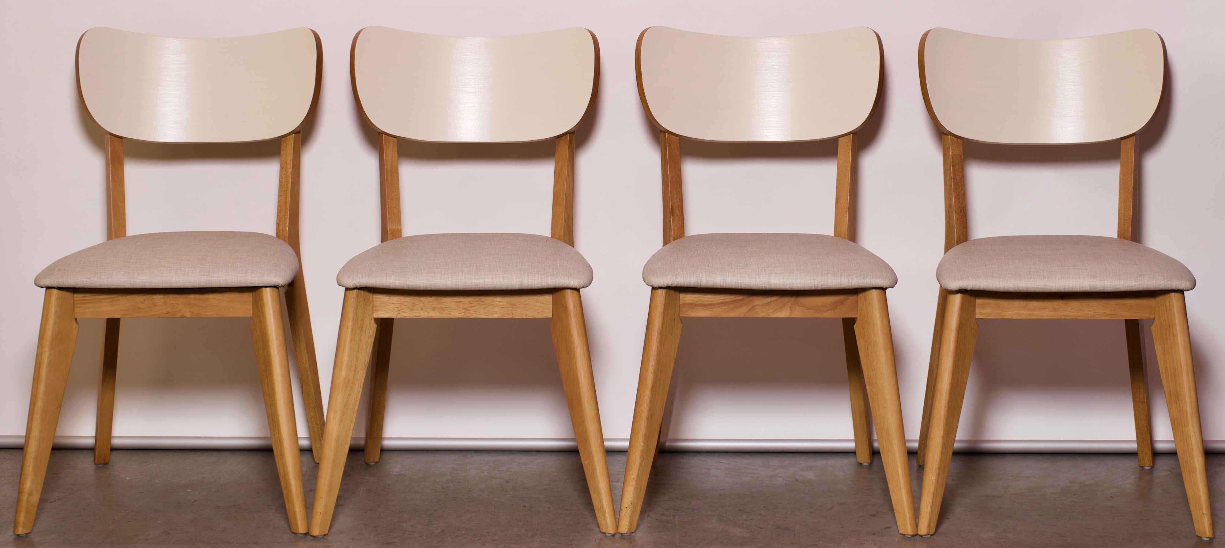 1960s Vintage Contemporary Birch and Vinyl Dining Chairs, Set of 4 6