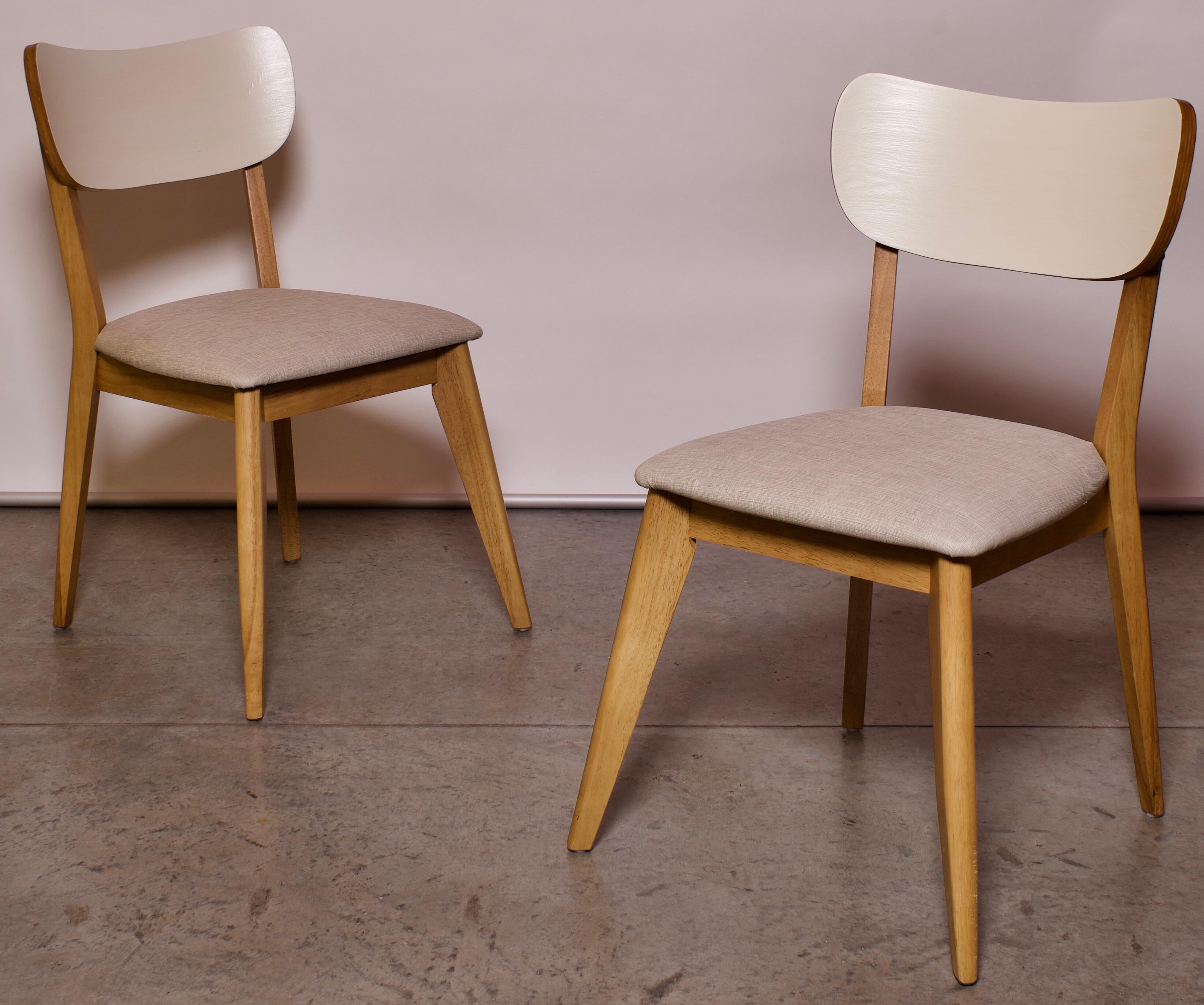 1960s Vintage Contemporary Birch and Vinyl Dining Chairs, Set of 4 3