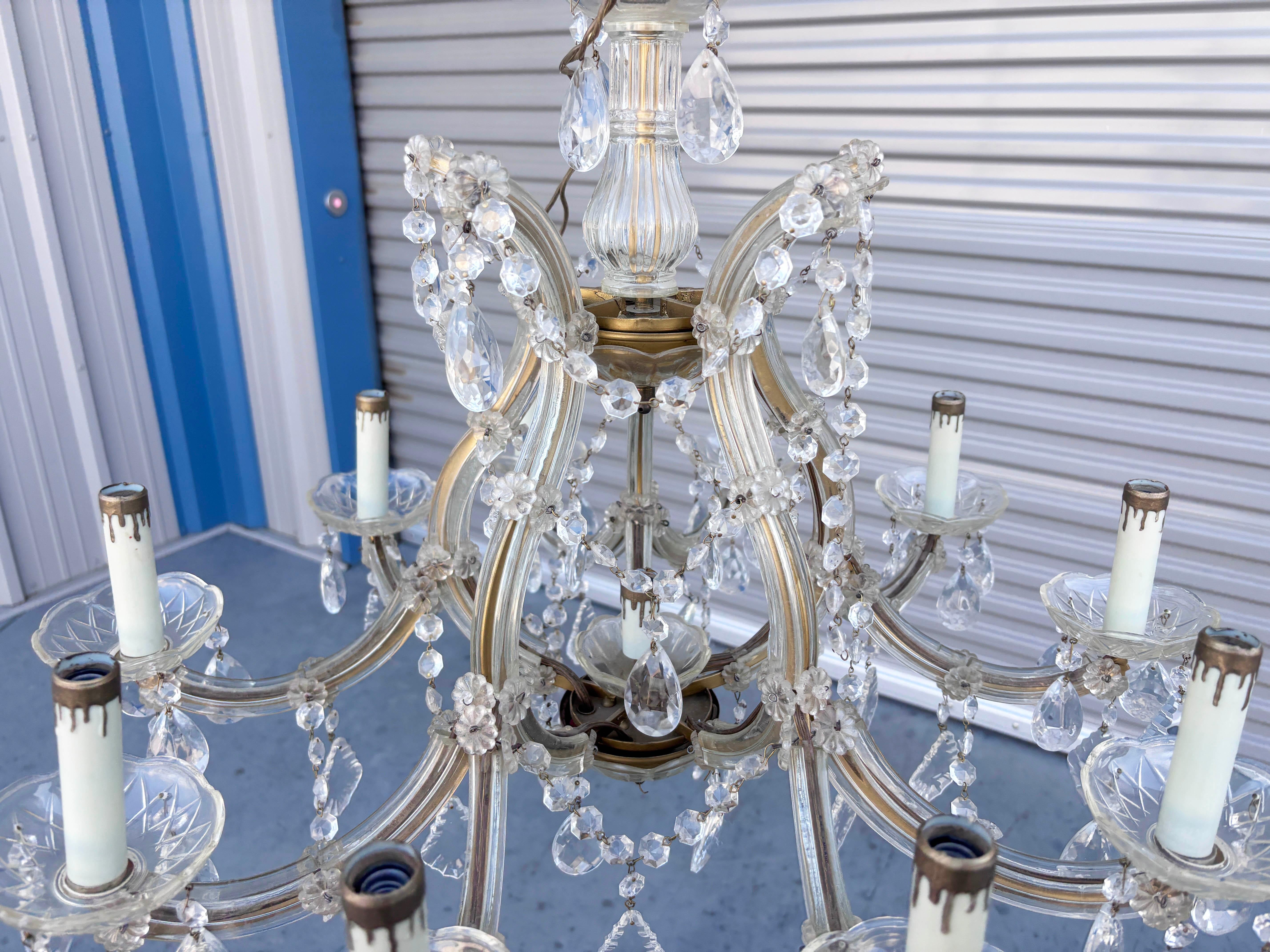 italien Lustre en cristal Vintage des années 1960 en vente