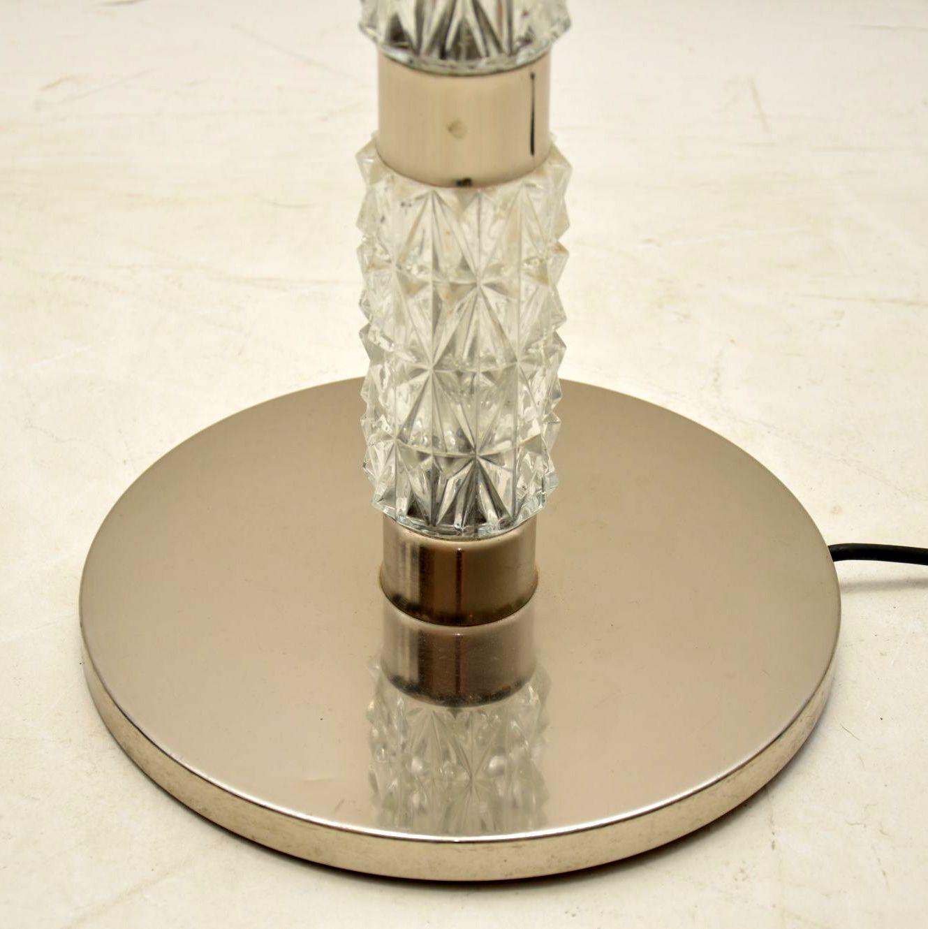 Mid-Century Modern 1960s Vintage Crystal Glass and Chrome Floor Lamp