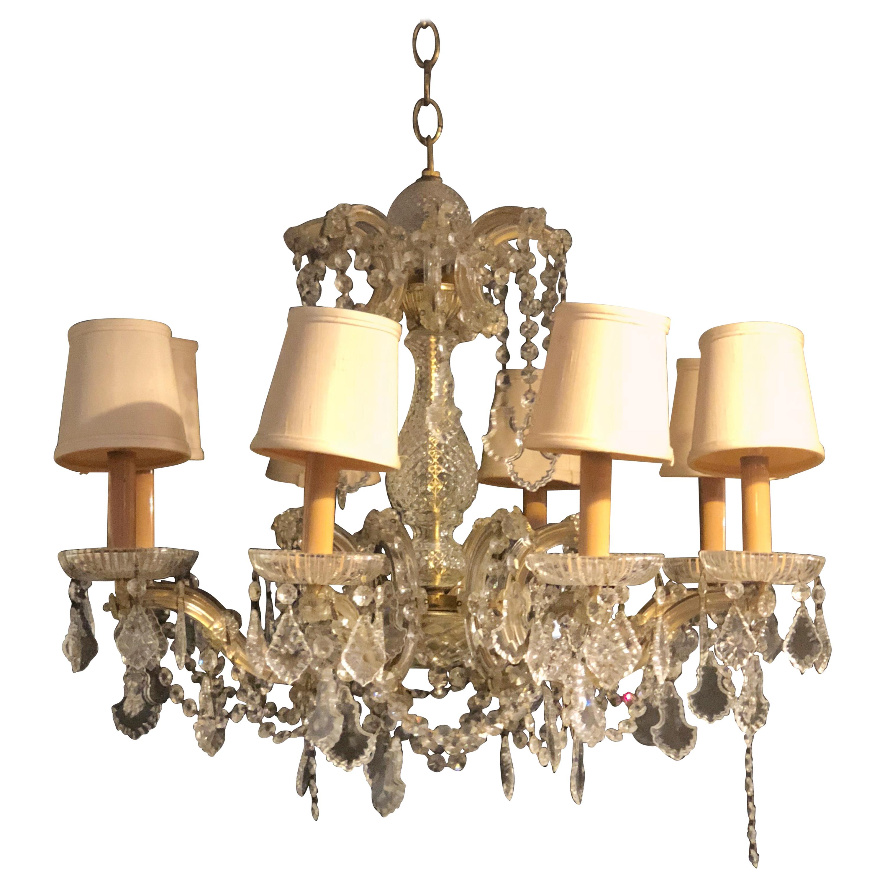 1960s Vintage Crystal Neoclassical Style Chandelier