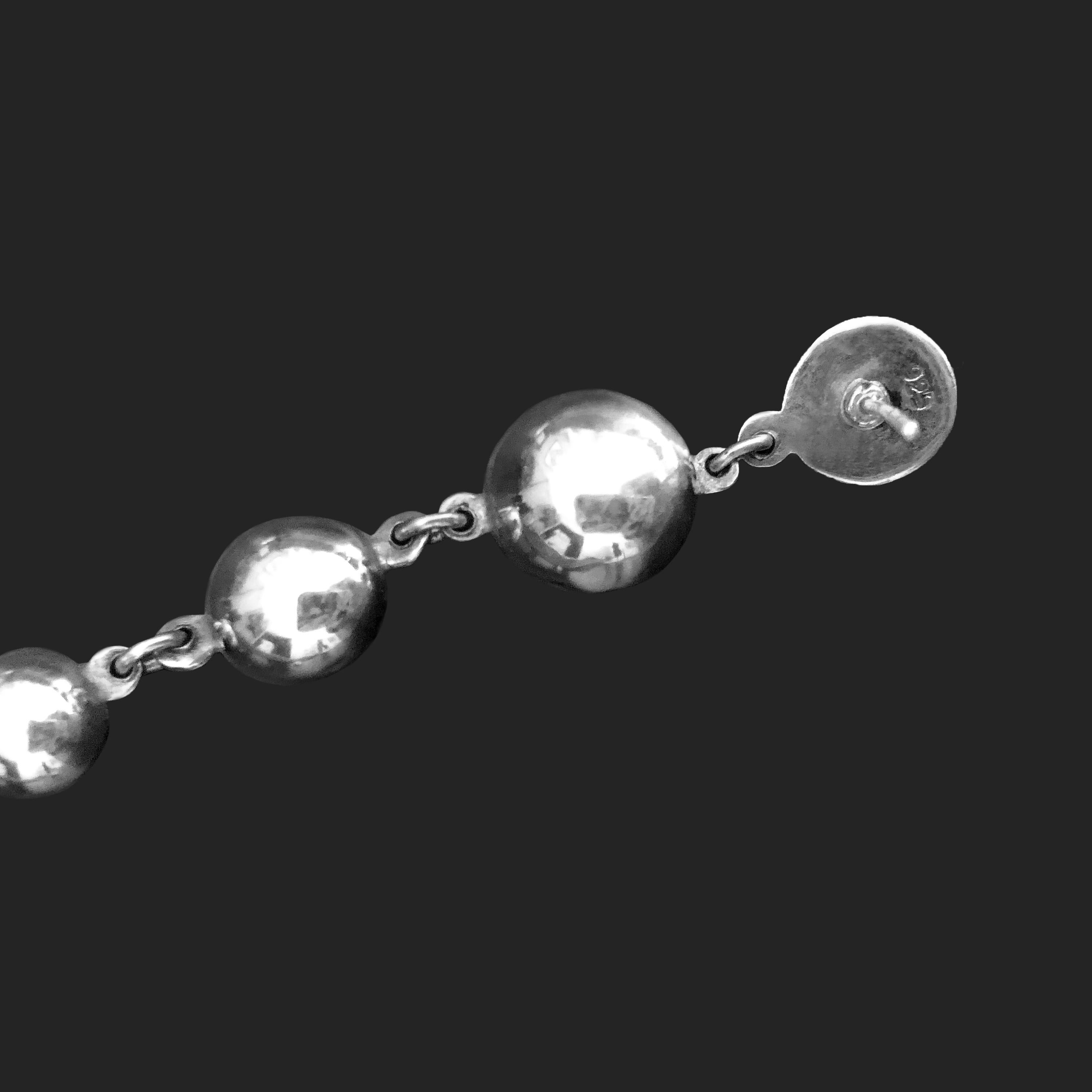 Collar Gargantilla Vintage 1960 + Juego de Pendientes Bola Plata de Ley 925 5