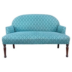 1960s Vintage Curved Back Loveseat with Mahogany Turned Legs