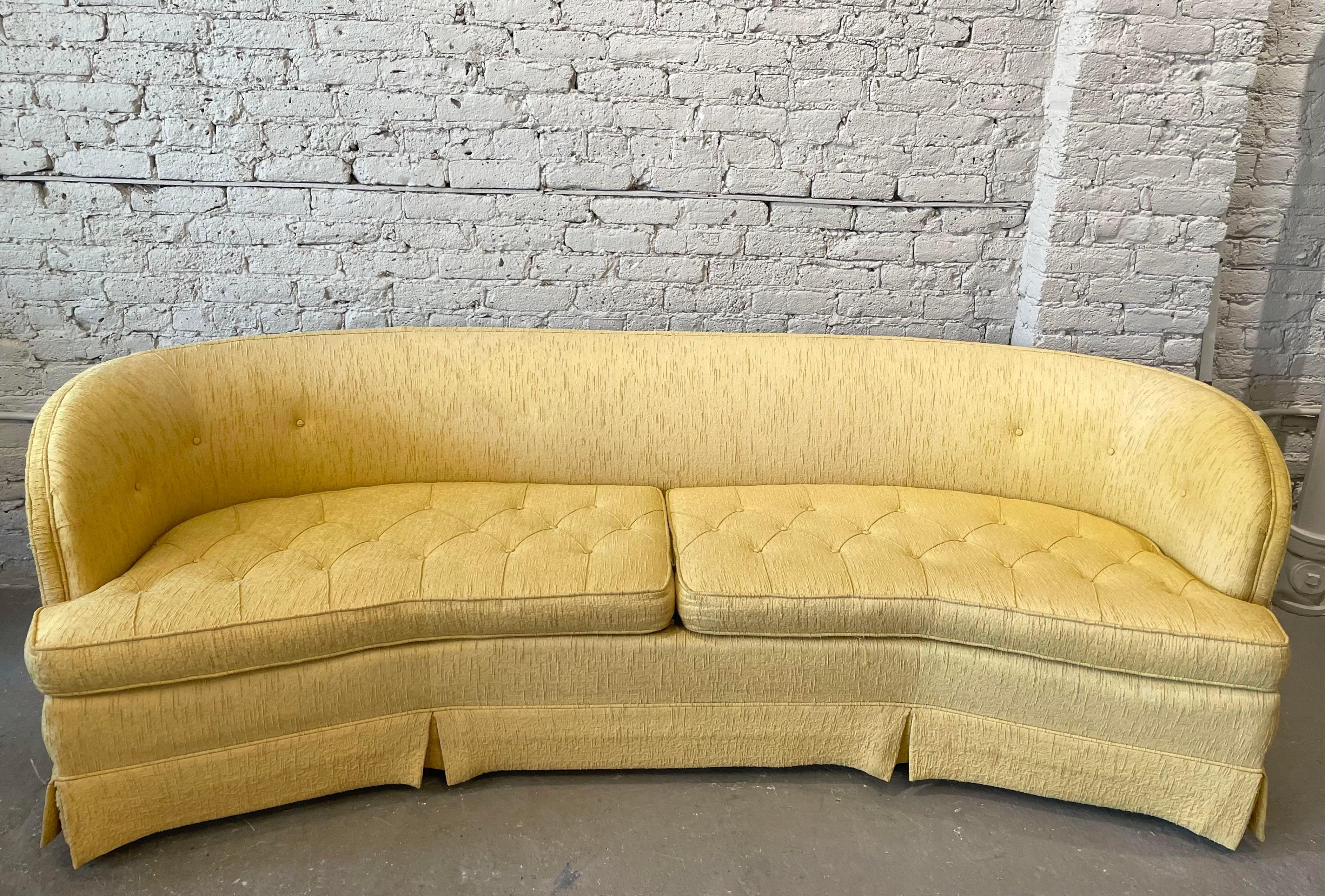American 1960s, Mid Century Bernes Vintage Curved Sofa For Sale