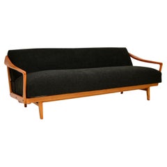 1960s Vintage Danish Cherry Wood Sofa Bed