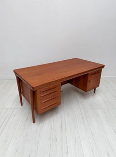 1960s Vintage Danish Design Teak Executive Writing Desk by Ib Kofod-Larsen